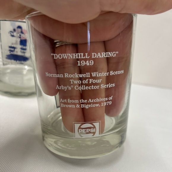 4 Vintage Arby's Norman Rockwell Pepsi Collector Glass Winter Scenes Drinkware - Picture 9 of 11